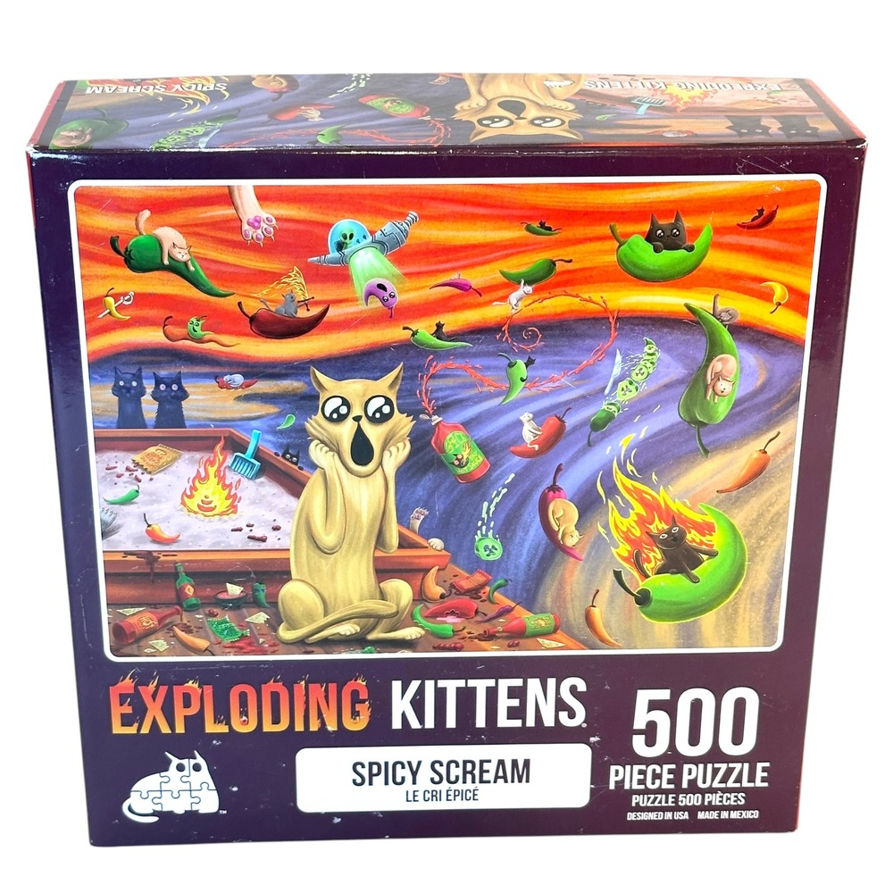 Exploding Kittens Spicy Scream 500 Piece Jigsaw Puzzle Cat Art Parody Munch